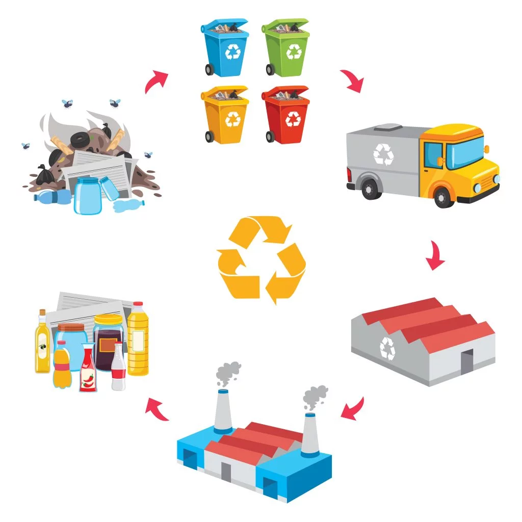 Materials being sorted for recycling